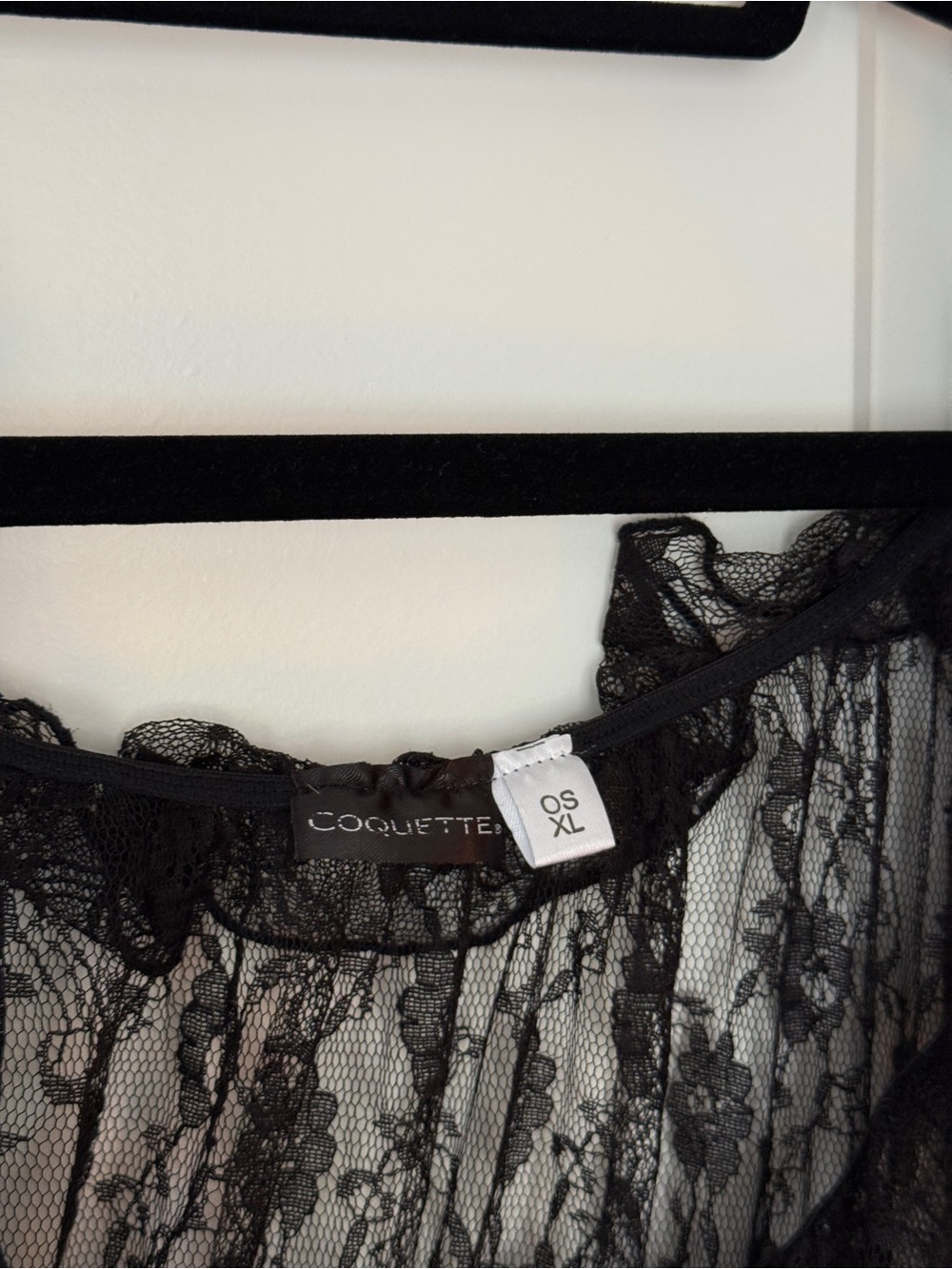 Coquette Sheer Black Lace Women's Babydoll Nightdress with Corset Waist Size XL - Picture 4 of 4
